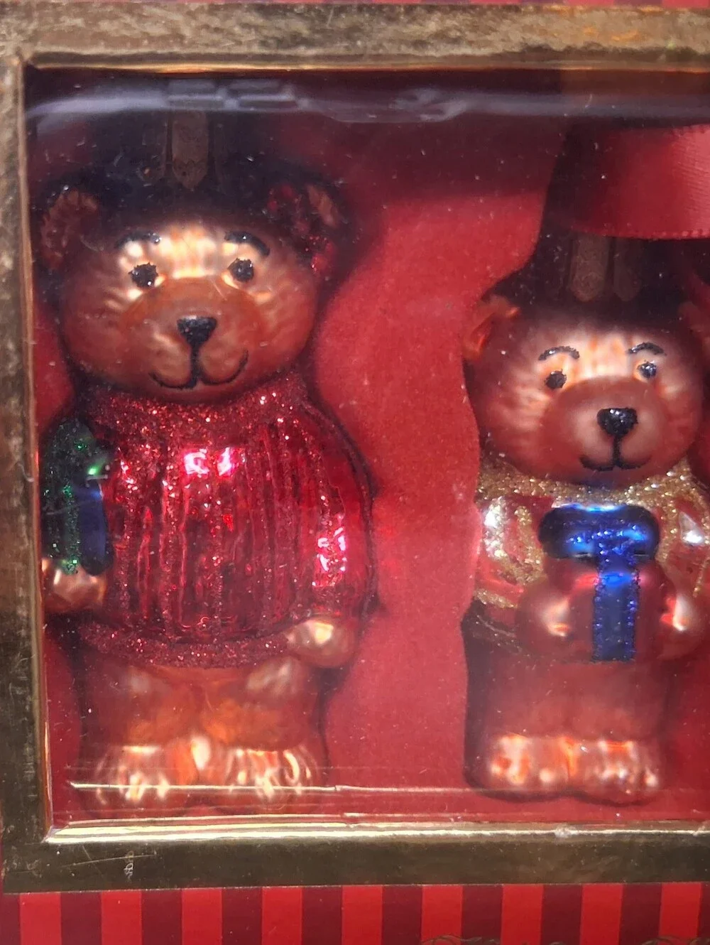 Set 3 Waterford Heirloom Collection Holiday Bear Christmas Ornaments Blown Glass